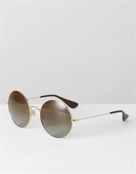 ray ban oversized round sunglasses in brown fade